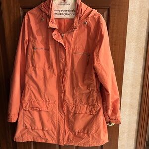 Cherokee Coral Utility Hooded Rain Jacket, Sz XL
